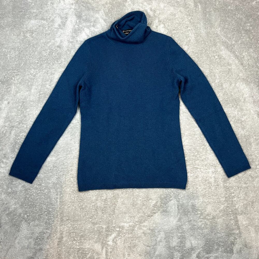 Mcduff Essentials Womens XS 100% Cashmere Sweater Blue Mockneck Long Sleeve